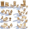 LOVEINUSA 34 PCS DIY Wooden Dollhouse Furniture Set, 1:20 Scale Miniature Room Accessories for Kitchen Living Room Bathroom for DIY Crafts Project