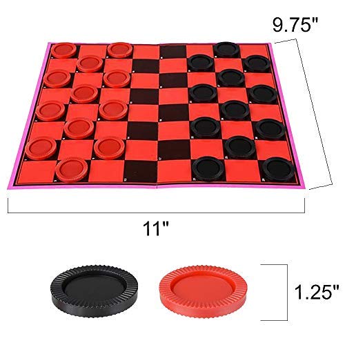Gamie Checkers Board Game for Kids, Set of 6, Classic Checkers with Red and Black Pieces, Fun Travel Games for Kids and Adults, Cool Birthday Party