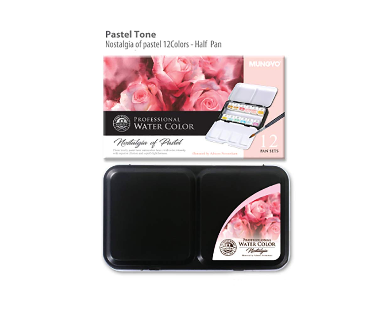 Mungyo Professional Solid Water Colors 12 Pan Colors Pastel Tone
