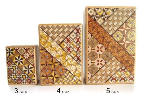 Bene Gifts Japanese Yosegi Puzzle Box 5 Sun 21 Moves