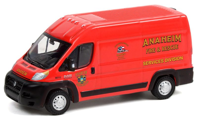2018 ProMaster 2500 Cargo High Roof Van Red Anaheim Fire & Rescue Services Division (California) Route Runners Series 3 1/64 Diecast Model by