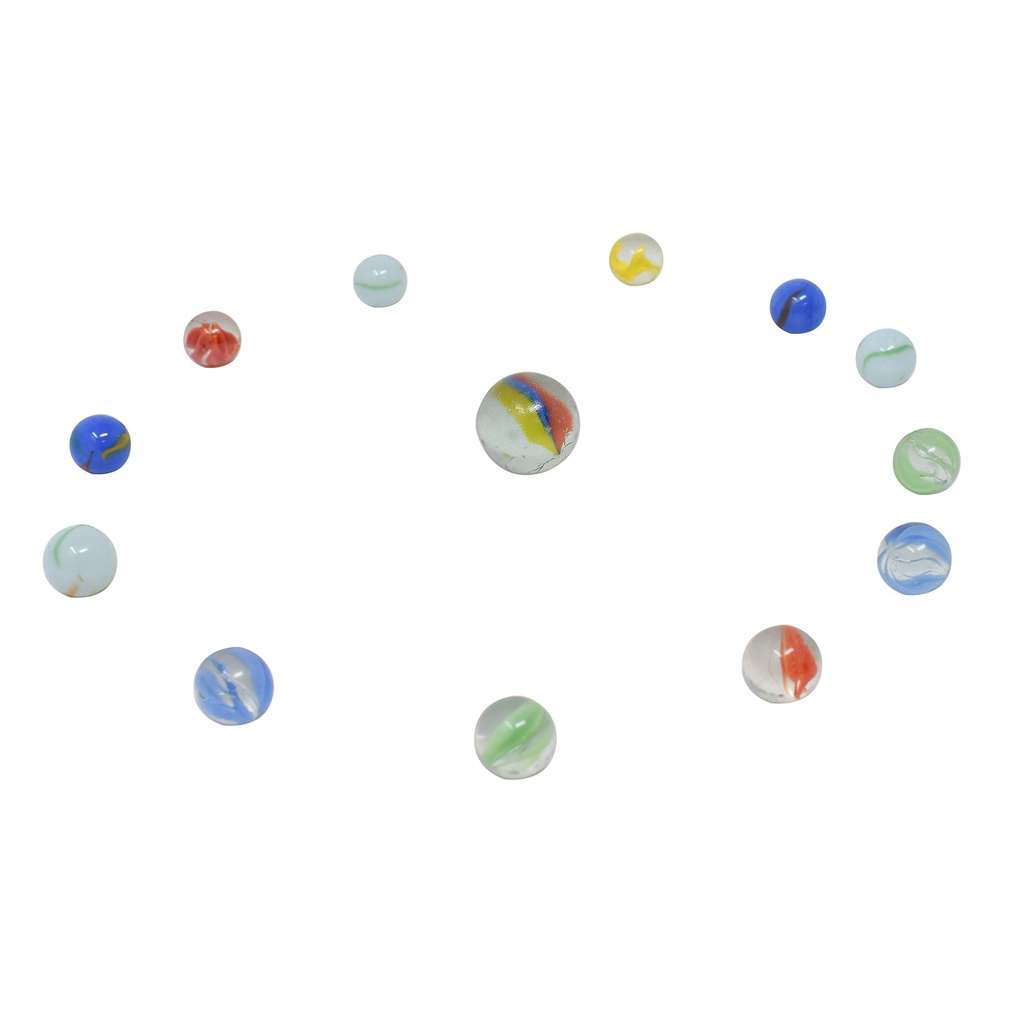 TOYMENDOUS 50 Piece Marbles - Colorful Glass Set with Shooter - Ages 8+
