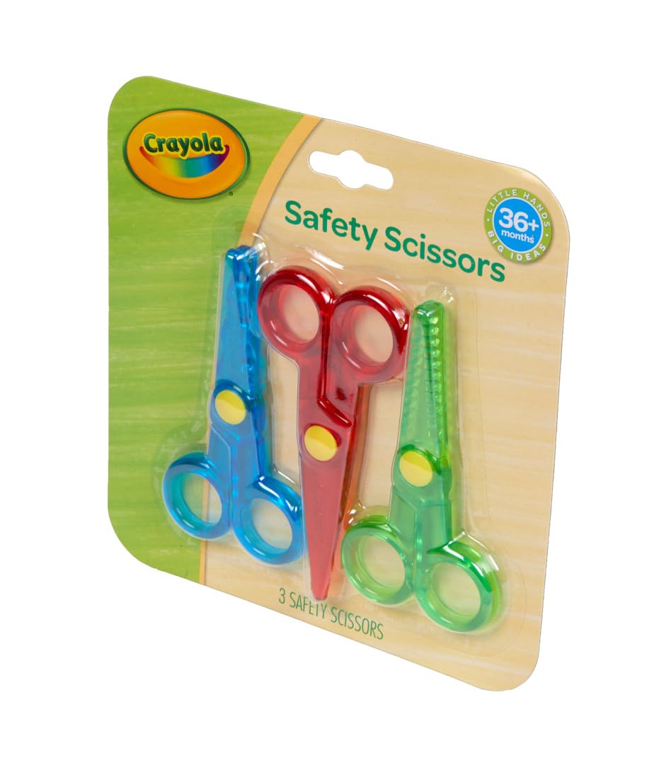 Crayola Toddler Safety Scissors (3pk), Blunt Tip Training Scissors for Preschool Learning Activities, Right & Left Handed, Toddler Arts & Crafts