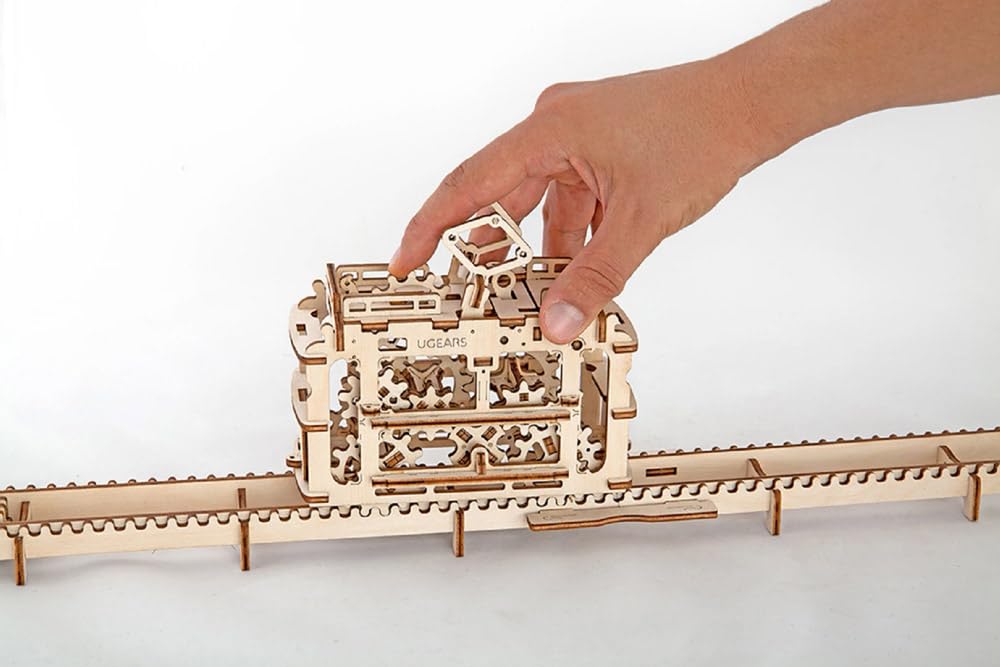 Ugears Tram with Rails - 3D Puzzle Self Propelled Mechanical Wooden Model