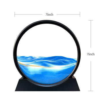 Tegoeoli Deep Sea Sand Art,Moving Sand Art Moving Decorative Tabletop Sand Picture 7'' (Blue)