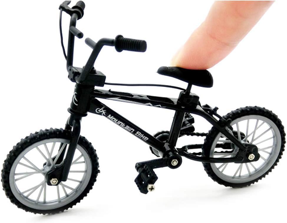 2Pcs Black 1/18 Diecast Bike Action Figure Toy,Mini Finger Mountain Bike Bicycle Art Crafts Desktop Decor Finger Bikes
