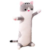 Jensquaify Cat Plush Hugging Pillow, Cat Stuffed Animals Soft Kitten Plush Long Body Pillow Toy Gifts for Kids (Gray, 27.55 inch)