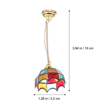 Uonlytech Mini Adornment Miniature Ceiling Light Tiny Chandelier for Dollhouse Led Hanging Lamp with on/Off Switch Adhesive Tape and Magnet Base 3.93