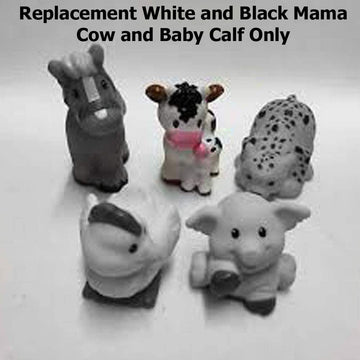 Mattel Replacement Part for Little People Animal Friends Caring Farm - DWC31 and CHJ51 ~ Replacement White Black Mama Cow and Baby Calf
