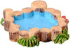 Mini Wooden Pile and Blue Resin Pool for Dollhouse Gardens, Vintage Water Scene Decor for Fairy Gardens, Bonsai Displays, Dioramas and Micro