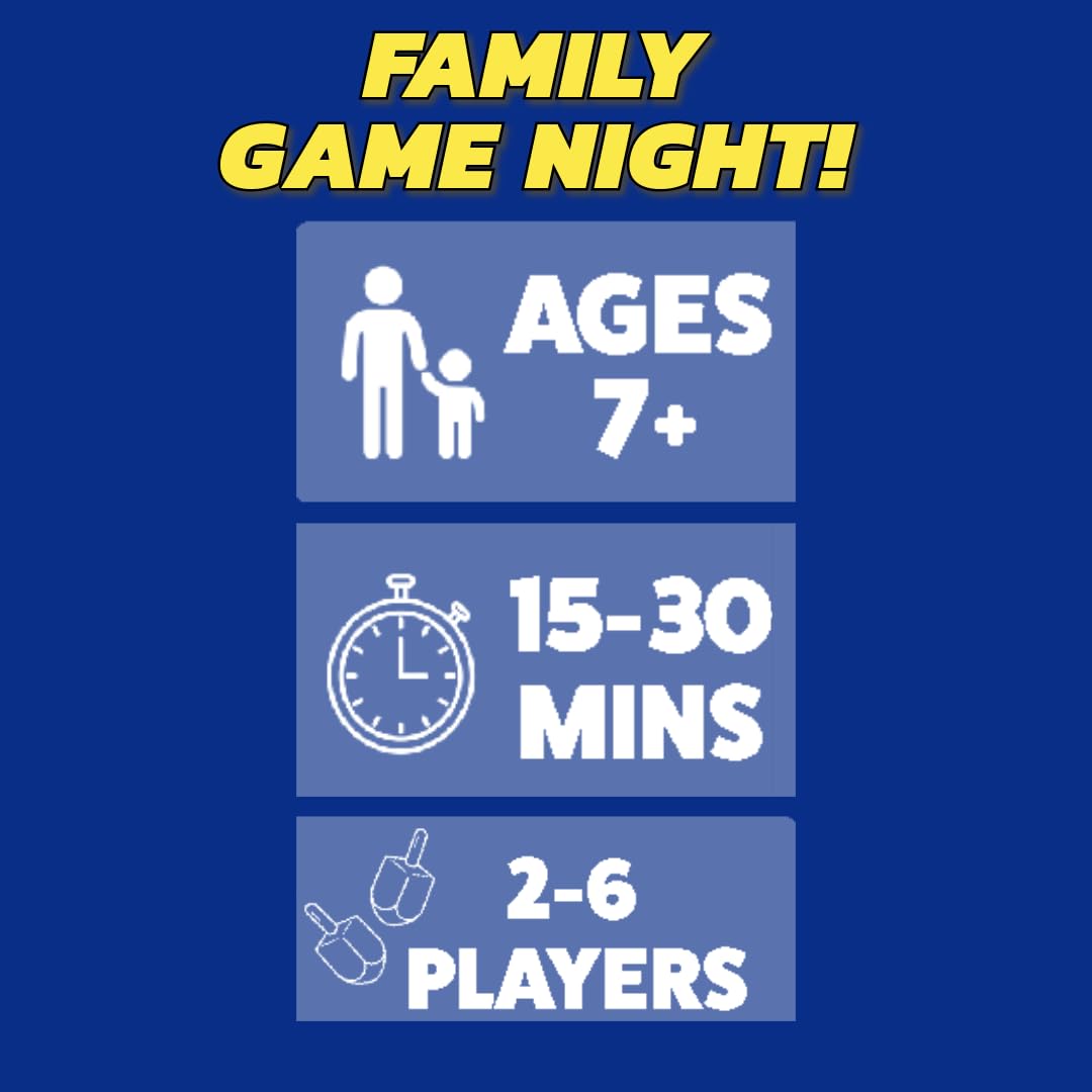 Super Mega Ultra Dreidel - Card Game Adds a New Spin on an Ancient Tradition - Family Holiday Fun for 2-6 Players Age 7+