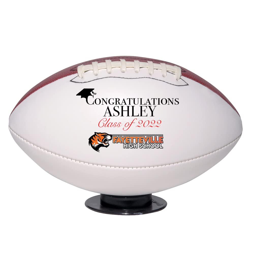 Ballstars Custom Personalized Graduation Football (Mini Size 6” Size 1, with Base)