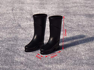 SXFSE Doll Accessories, Dollhouse Miniature Scene Model Black Rubber Rain Boots Shoes Decoration Pretend Play Toy (Black)