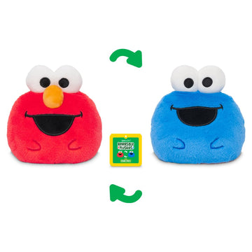 TeeTurtle Elmo and Cookie Monster 4" Reversible Sesame Street Plushie - Cute Kawaii Soft Stuffed Mood Toy for Kids and Adults