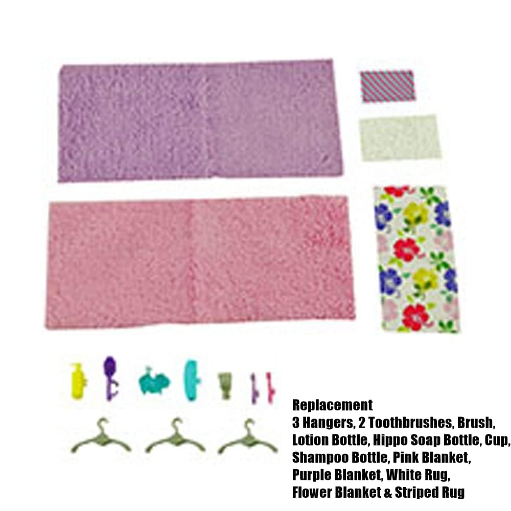 Replacement Parts for Barbie Dreamhouse Playset - GRG93 ~ Barbie Size Accessories ~ Bathroom Supplies, Blankets and Rugs