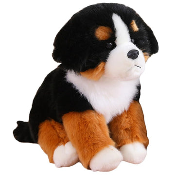 JIANEEXSQ Realistic Bernese Mountain Dog Stuffed Animal, Lifelike Bernie Mountain Dog Plush Toy Doll, Birthday Gift Decor