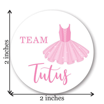 2"" Round Touchdown or Tutus Gender Reveal Stickers - 40 Labels (20 of Each Design)