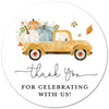 2-Inch Round Pumpkin Thank You Favor Stickers - Set of 40 (Yellow Truck)