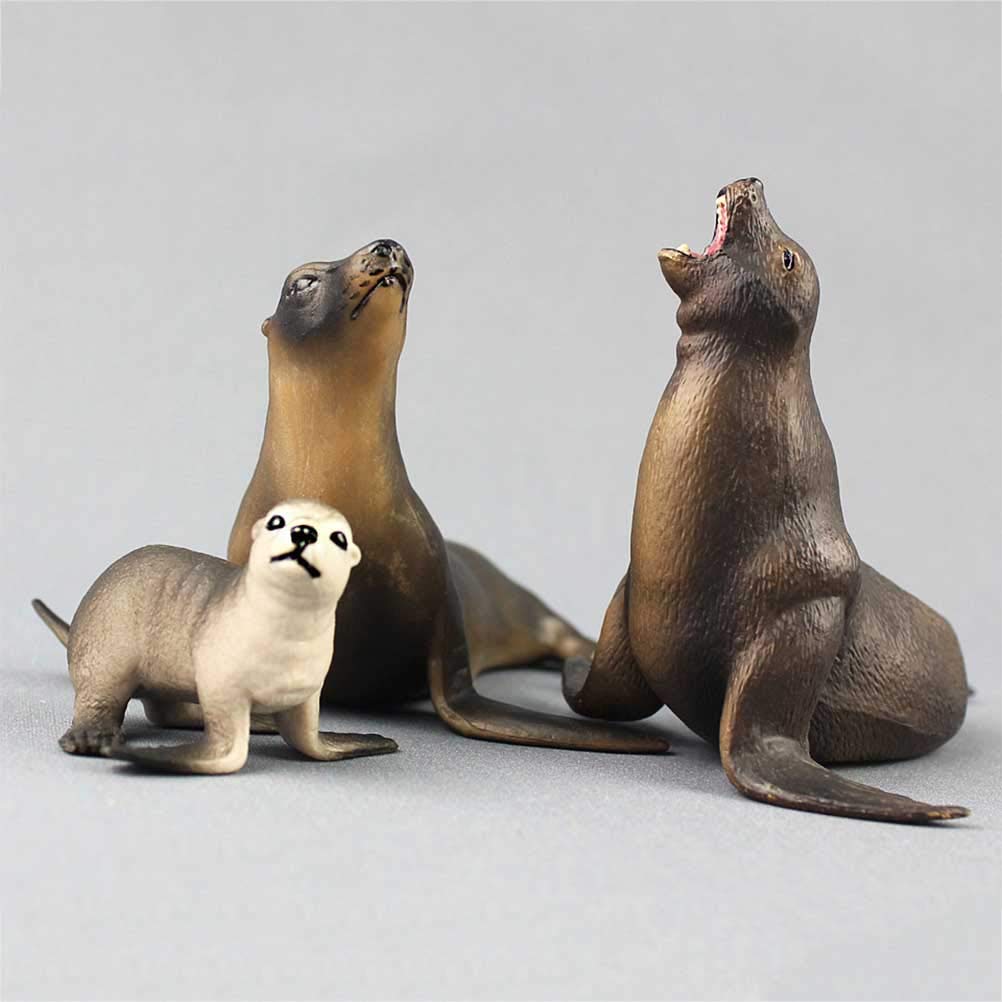 Toyvian 3pcs Sea Lion Model Plastic Sea Lion Model Marine Organism Decorations