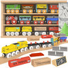 Wooden Train Set 12 PCS Magnetic Toy Train Cars with Storage Box Cover Tunnel Compatible with Thomas Brio Melissa and Doug Wooden Railway Toys