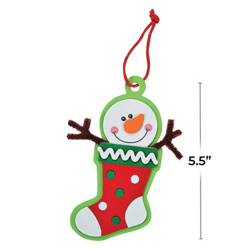 Fun Express Snowman Stocking Christmas Tree Ornament Craft Kit - Makes 12 - DIY Christmas Crafts for Kids