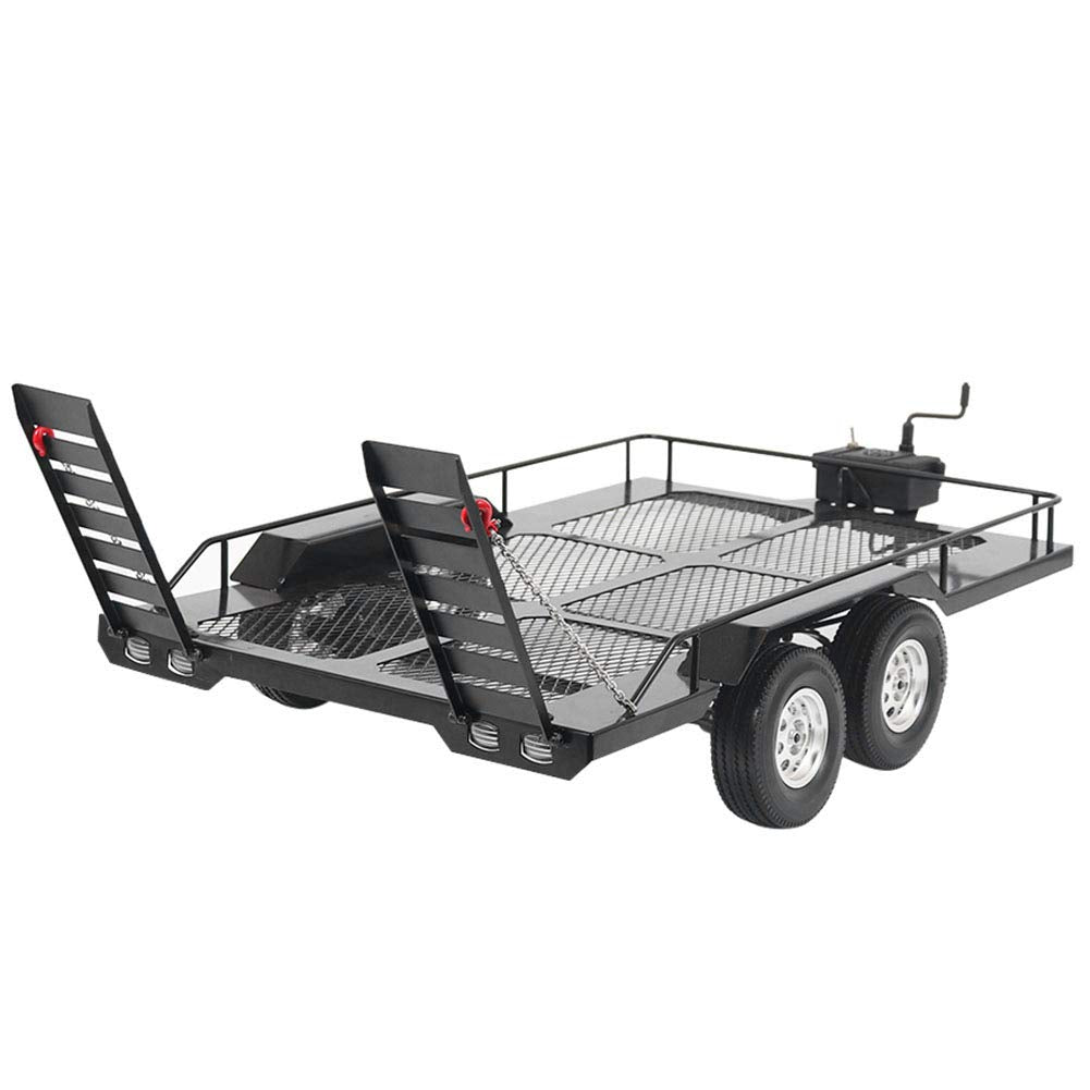 Srliya Metal Trail Car Trailer Accessory with Four Tires Fit for 1/10 RC Car