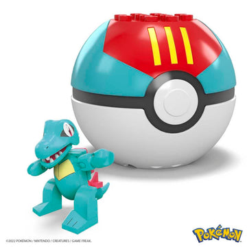 MEGA Pokemon Totodile Building Set with 30 Compatible Bricks and Pieces and Poke Ball, Toy Gift Set for Ages 6 and up