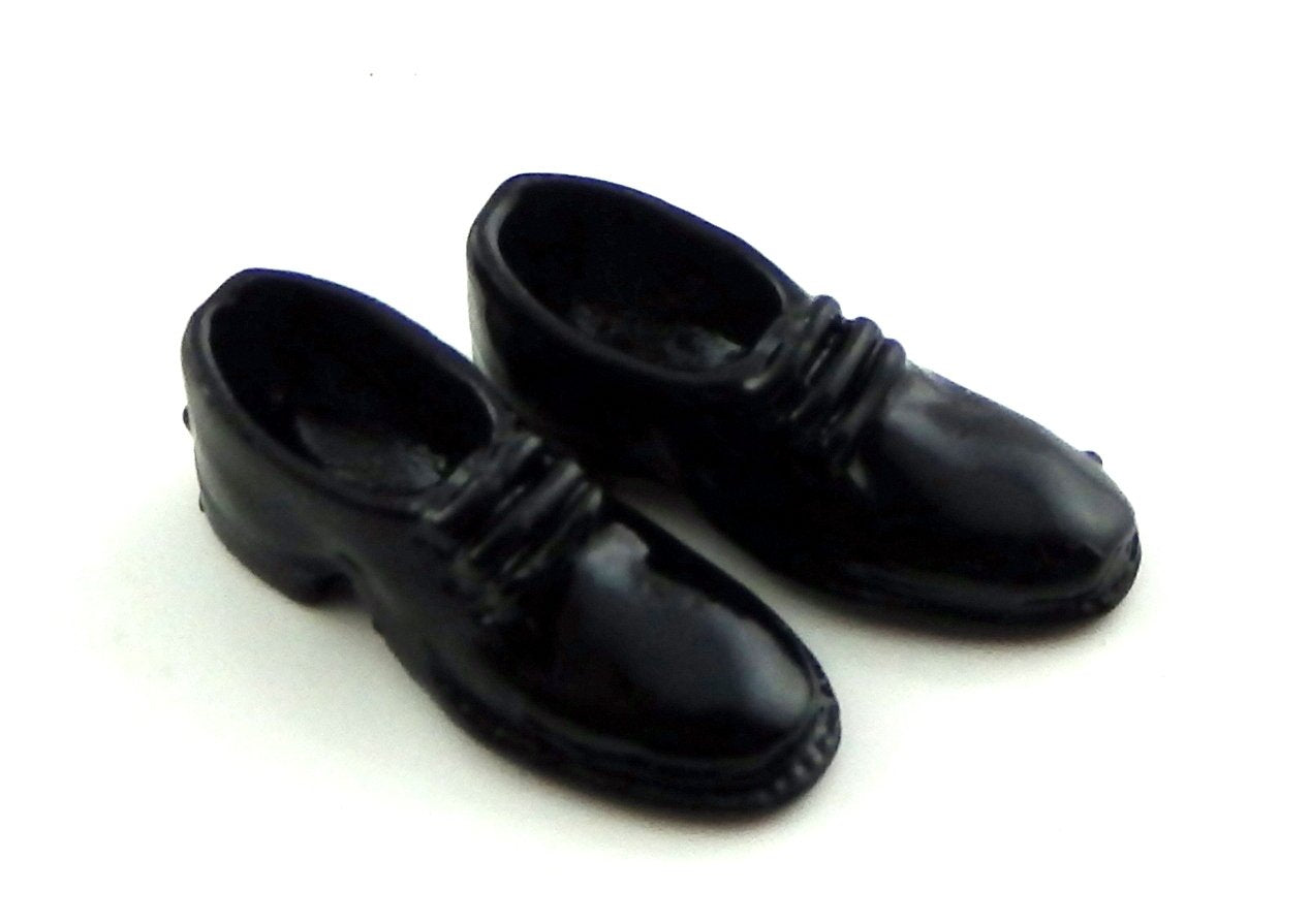 Melody Jane Dolls Houses House Miniature Shop Bedroom Accessory Mens Black Brogues Shoes Metal