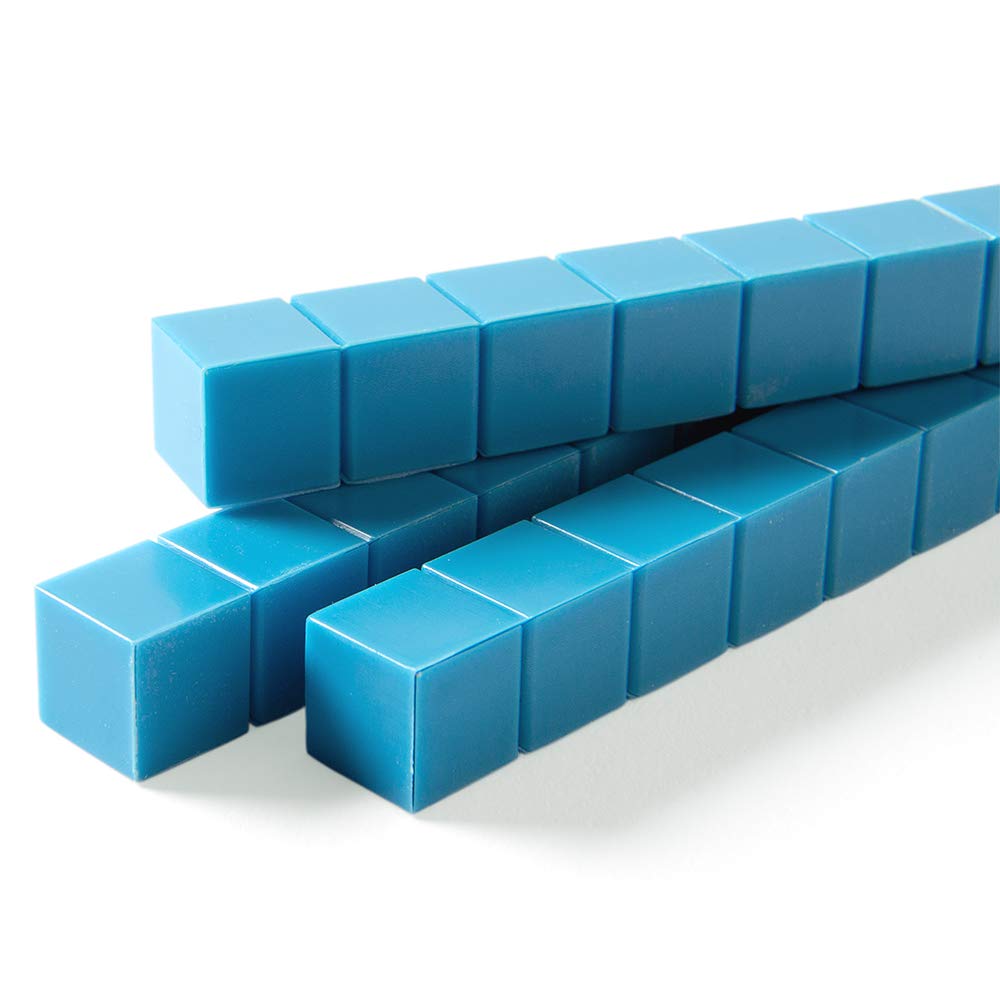 hand2mind Blue Plastic Base Ten Blocks Rods Set, Place Value Blocks, Counting Cubes, Base 10 Math Manipulatives, Teacher Supplies for Math Classroom