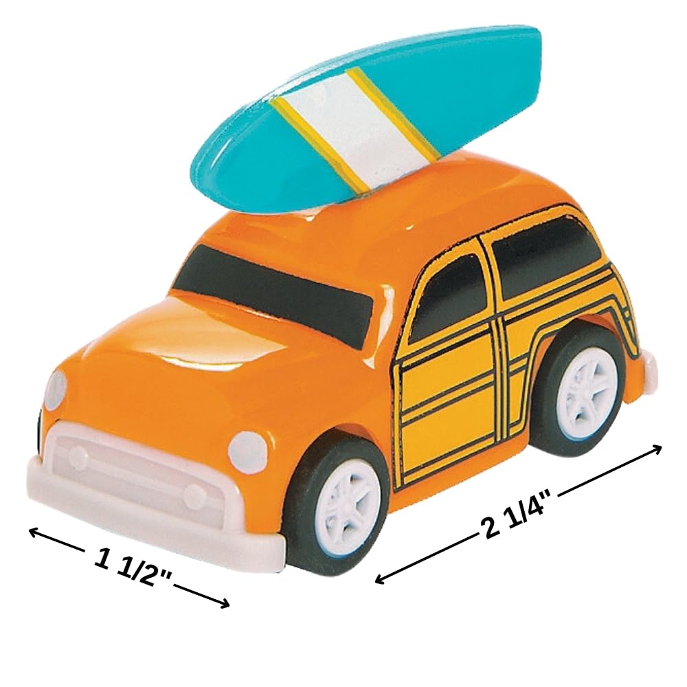 Fun Express - Woody Pullback Vehicles - Fun Toy Cars Boats & Racers with Pullback Action - Engaging Play for Kids - Durable Plastic Construction