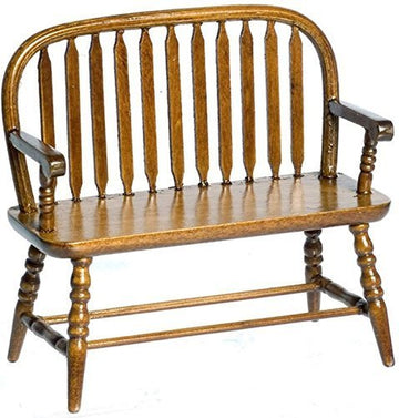 Dollhouse Miniature 1:12 Scale Walnut Colonial Windsor Bench #T6845