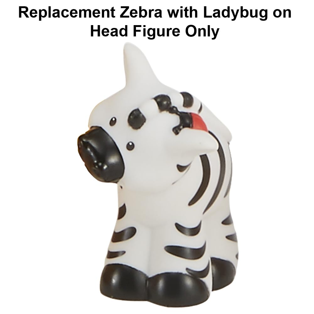Replacement Part Fisher-Price Little-People Noah's Ark Playset - BMM06 - DKV14 ~ Replacement Zebra with Ladybug on Head Figure, White, Black, Red
