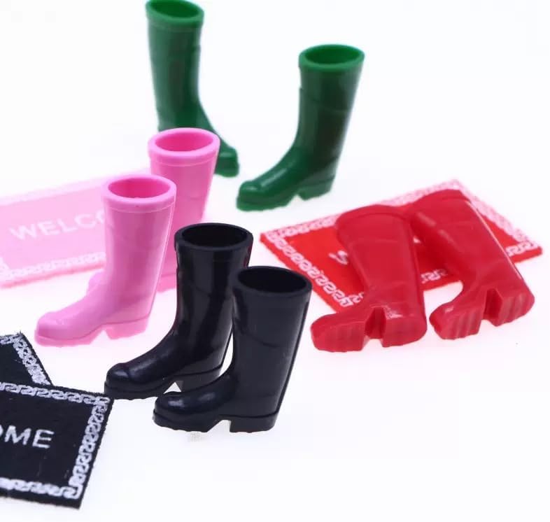 1Pair Black 1/12 Miniature Rubber Boots Dollhouse Garden Accessories?Dollhouse Accessories, Decorations