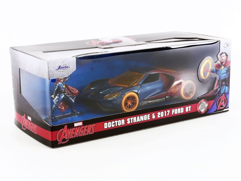 Jada Toys Marvel 1:32 2017 Ford GT Die-cast Car with 1.65" Dr. Strange Figure, Toys for Kids and Adults