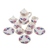 NW 1 Set 15 Pieces 1:12 Ceramics Tea Cup Set Lovely Dollhouse Decoration Set Dollhouse Kitchen Accessories(#8)