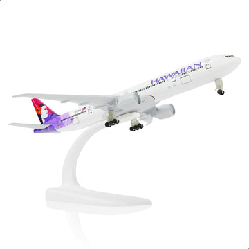 QIYUMOKE 1/300 Hawaiian Boeing 777 Diecast Metal Airplane Model with Display Stand, 20cm L Desktop Aircraft Collectible Aviation Decor, Spray Painted