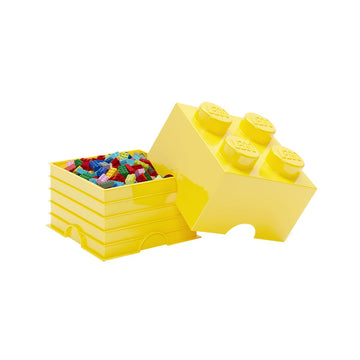 LEGO Storage Brick 4 - studs Cool Yellow - Stackable Plastic Storage Box with Lid for Kids and Adults Ideal Desk Organizer and Toy Box - 5.6L Capacity