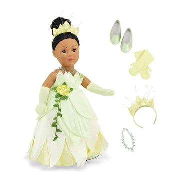 Emily Rose 18 Inch Doll Clothes 5-PC Princess Gown Halloween Costume Dress and Accessories Set with Crown, Necklace, Gloves and Matching Shoes | Doll