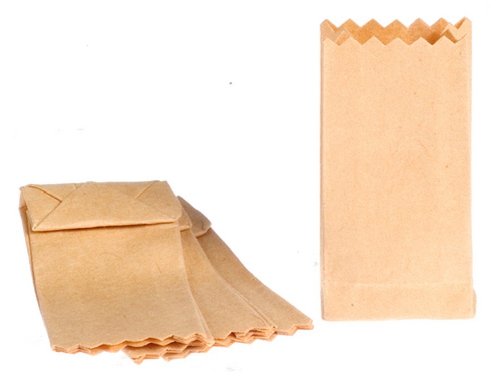 Dollhouse Miniature Set of 4 Brown Grocery Store Bags