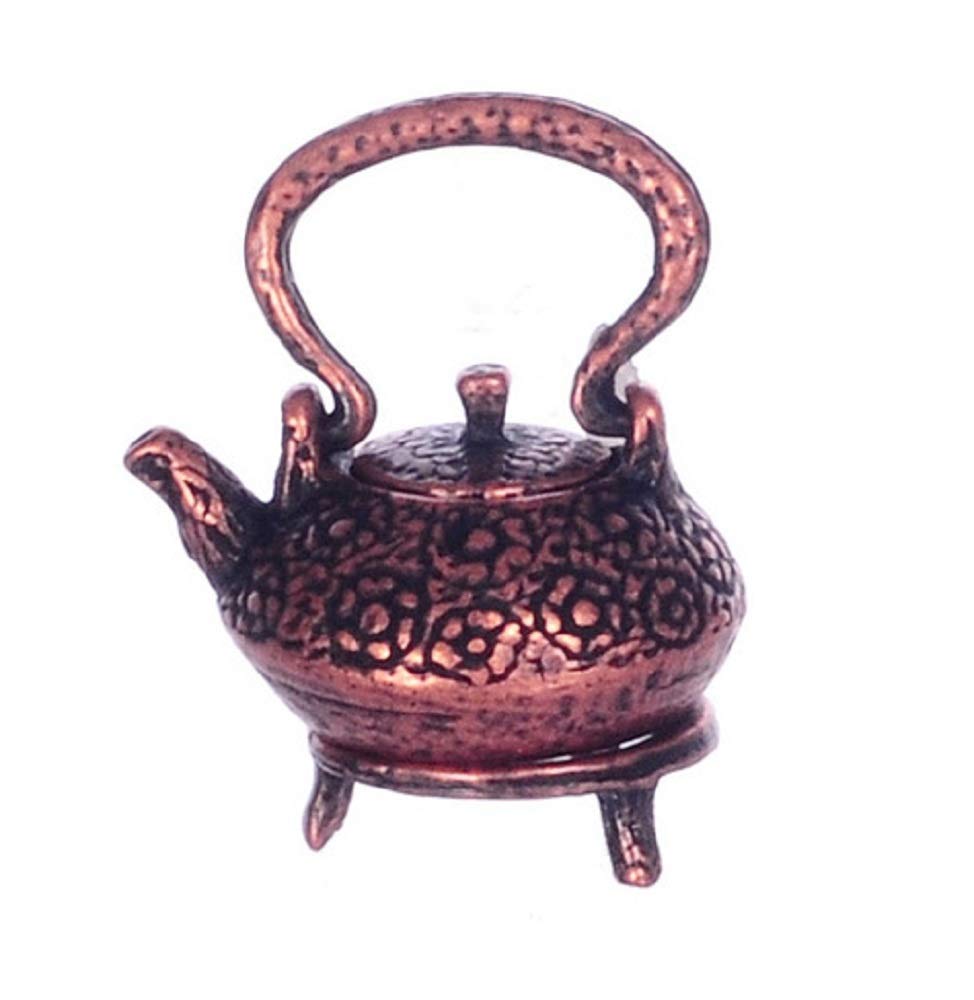 Melody Jane Dolls Houses Dollhouse Miniature 1:12 Scale Antique Copper Tea Pot and Rack Set S1400