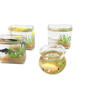 Dollhouse Miniature Fish Tank, Dollhouse Mini Glass Fish Tank Model, Home Ornament, Miniature Fish Bowl Scene Model, Dollhouse Decor