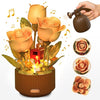 TekYetoi Magical Blooming Rose Building Set - Electric Moving Flowers Building Block with Realistic Watering Sound & LED Lights, Unique Birthday