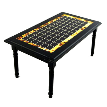 Melody Jane Dolls Houses Black Inlay Design Table Miniature Kitchen Dining Room Furniture