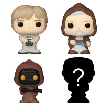 Funko Bitty POP! Star Wars - Luke, 4-Pack - Luke Skywalker, OBI-Wan Kenobi, Jawa and A Surprise Mystery Mini Figure - 0.9 Inch (2.2 Cm) Collectable