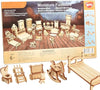 BOHS 34-Piece Dollhouse Furniture Set -1/24 Scale, Laser Cut Wooden 3D Puzzles - Miniature Doll House DIY Models and Accessories