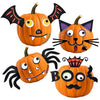 16 Packs Foam Pumpkin Decorating Kit - Pumpkin Foam Stickers for Decorating - 4 Style Holiday Decor Kits for Kids Cat, Bat, Spider Craft Stickers