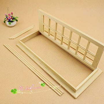 1:12 Scale 14 Panel French Glass Door Dollhouse Miniatures Kit; 3.38"x7.67"H c