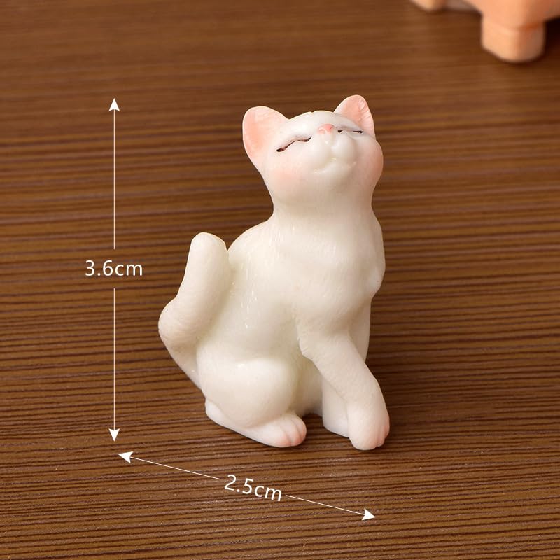 Pluzmecalm 10 Pcs Realistic Hand Painted Mini Cat Figurines Dollhouse Miniature Cats Figurine Set Cute Resin Kitten for DIY Home Landscape Cake Topper