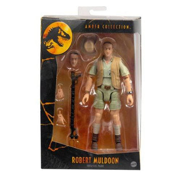 Jurassic World Toys Amber Collection Robert Muldoon 6-in/15.2-cm Action Figure, Swappable Hands & Head, Hat & Dino Shocker Accessories, Collectible