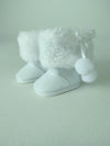 American Fashion World White Boots with Removable Faux Fur for 18-Inch Dolls | Premium Quality & Trendy Design | Dolls Shoes | Shoe Fashion for Dolls